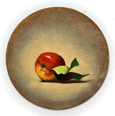 רוני יפה - ׳׳תפוח׳׳ 2025. ב״תפוח״ רוני יפה מצמצמת את שפת הציור לכדי מפגש מדויק בין אור, חומר וסמל. 
