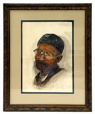 Jerri Hammon Original Watercolor of Old Gentleman Framed.? Painting is in good condition under 