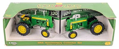 1/16 Ertl John Deere 320 and 420 Tractor Set. 1/16 Ertl John Deere 320 and 420 tractor set. 50th 