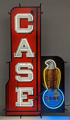 Custom Case Farm Equipment w/ Eagle Neon Sign. Custom Case farm equipment neon sign with eagle 