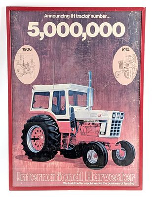 Framed Vintage International 1066 5 Millionth Tractor Advertising Poster. Framed vintage 