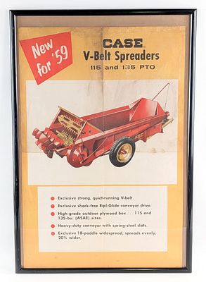 Framed Vintage Case V-Belt Manure Spreaders Advertising Poster. Framed vintage Case V-Belt 