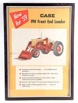 Framed Vintage Case 190 Front End Loader Advertising Poster. Framed vintage Case 190 front end 