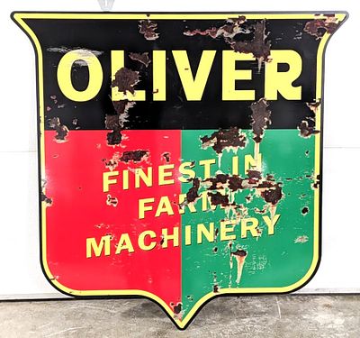 Custom Oliver Farm Machinery Shield Sign w/ Faux Patina. Custom reproduction Oliver Farm 