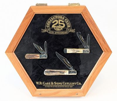 2006 Case XX Collector's Club Members 25th Anni Stag Knife Display. Knives are numbered 257. 