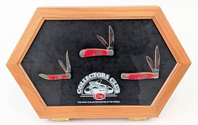 2009 Case XX Collector's Club Member Old Red Bone Knife Display. Knives are numbered 257. 