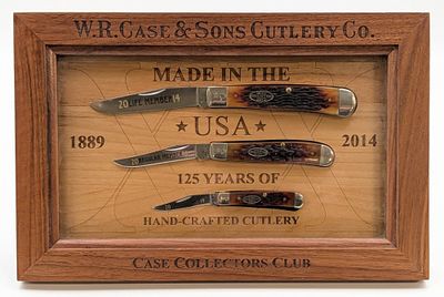 Ltd 2014 Case XX Collector's Club Members XXpresso Bone Knife Display. Knives are numbered 257. 