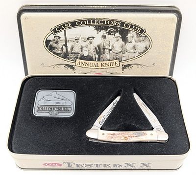 1998-99 Case XX Collector's Club Junior Members Stag Muskrat w/ Tin. Knife is numbered 0291, and 