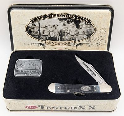 1999 Case XX Collector's Club Life Member Black Bone Copperlock 61549L w/ Tin. Knife is numbered 