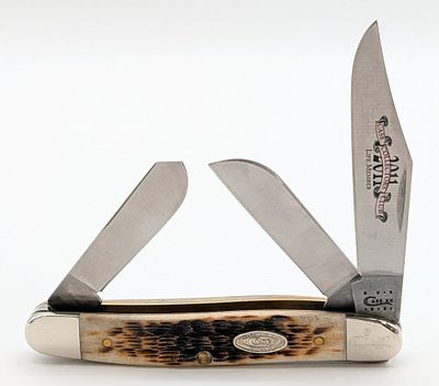 Ltd 2011 Case XX Collector's Club Life Member Amber Bone Stockman 6347. Knife is numbered L257 
