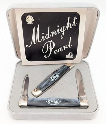 Ltd 1977-82 Case XX Collector's Club Midnight Pearl Pen Knife Set w/ Case. Knives are numbered 