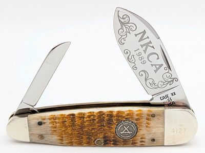 1989 Case XX NKCA Rogers Jigged Bone Sleeveboard ROG62070. Knife is numbered 4127, and is in 