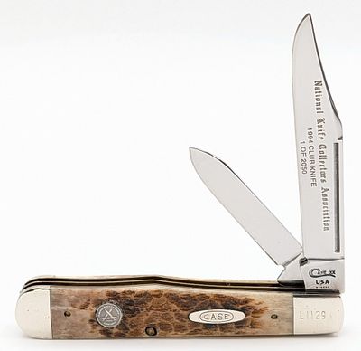 Ltd 1994 Case XX NKCA Jigged Bone Long Pull 2-Blade Cheetah 6211 1/2. Knife is numbered L1129 