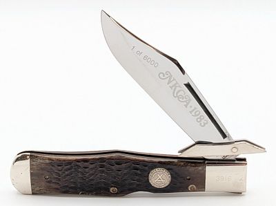 Ltd 1983 Case XX NKCA Jigged Bone Swing Guard Coke Bottle C61050L. Knife is numbered 3916 of 