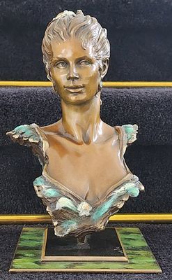 Nano Lopez Female Bronze Bust. 7.5" x 5.5" x 10.5". Marked "Nano 92 4/45".