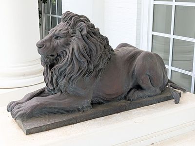 RARE Life Size Resting Bronze Lion Sculpture by Laran Ghiglieri Son of Lorenzo Ghiglieri. RARE 