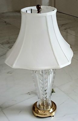Waterford Fine Hand-Cut Lead Crystal Table Lamp in Glencar Pattern. Features Brass Base &amp; 