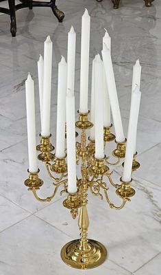 Baldwin Brass 13 Candlestick Candelabra. 31" Bottom To Tallest Candlestick, Approximately 14" Wide