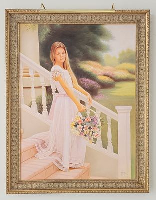 Portrait Of A Girl Carrying Flowers By Miguel Paredes. Portrait of a Girl Carrying Flowers by 