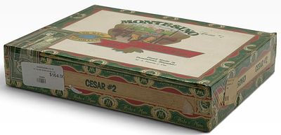 Box of 25 Montesino Hecho a Mano Cesar #2 Cigars, Sealed. The box of 25 cigars is still wrapped 