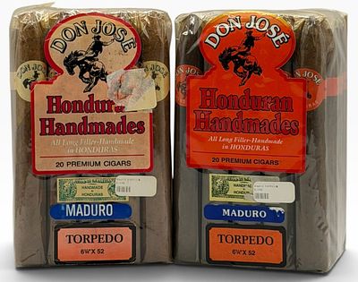 (2) Pack of 20 Honduran Handmades Maduro Torpedo Cigars, Unopened. This includes a total of 40 
