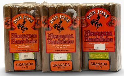 (3) Pack of 20 Don Jose Nicaraguan Handmade Granada Cigars, Unopened. This includes a total of 