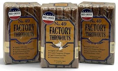(3) Packs of 20 No. 49 Factory Throwouts Genuine Ecuador Sungrown Tobacco Cigars. This includes 