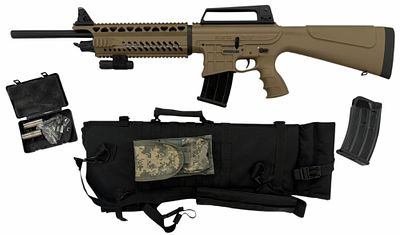 FDE Tan Rock Island Armory VR60 12-Gauge Semi-Automatic Shotgun (AR-15 Style). The Rock Island 