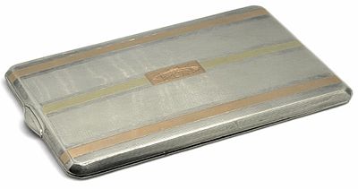 James E. Blake Co. Sterling Silver & 14K Gold Inlay Cigarette Case. James E. Blake Co. Sterling 