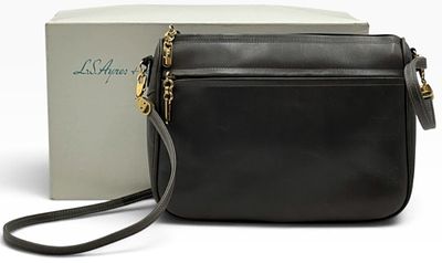 Vintage Salvatore Ferragamo Grey leather Shoulder Bag in Box. This lot features a vintage 