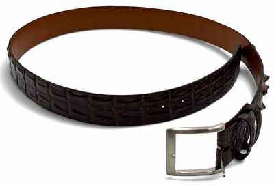 Jacob Hill Leather Saltwater Crocodile Brown Belt, Size 42. This belt is crafted from genuine 