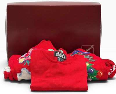 (2) Berek Hand Knit Christmas Sweater & Cardigan, Size M. (2) Berek Hand Knit Christmas Sweater 