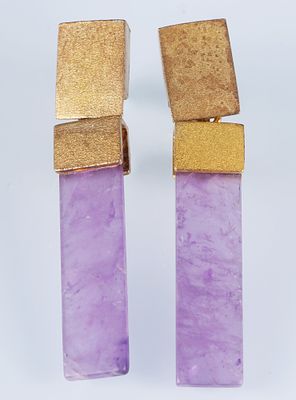 Bernd WOLF 585 Gold and 925 Silver Design Stud Earrings,. 585 gold and 925 silver, stamped 585 + 