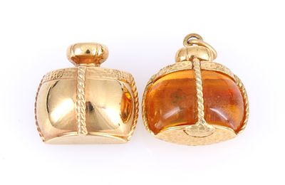 YSL Yves Saint Laurent Pendant and Brooch,. both jewelry pieces with company logo, pendant H 