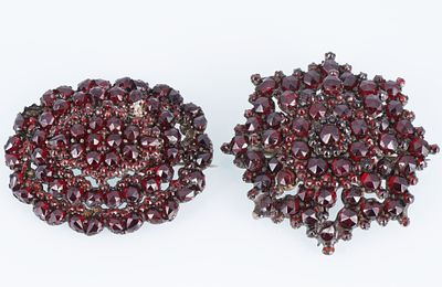 Garnet Jewelry Bohemian Garnet 2 Brooches around 1900. Two antique brooches with Bohemian 