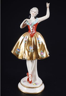 Aelteste Volkstedt Art Deco Dancer,. Aelteste Volkstedt Art Deco dancer, porcelain, blue company 