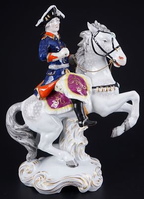 Sitzendorf Equestrian Statue - Old Fritz on Horse,. Sitzendorf equestrian statue - Old Fritz on 