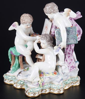 Meissen Allegory - Painting 1st Choice - M.V. ACIER, porcelain, blue sword mark 1st choice 