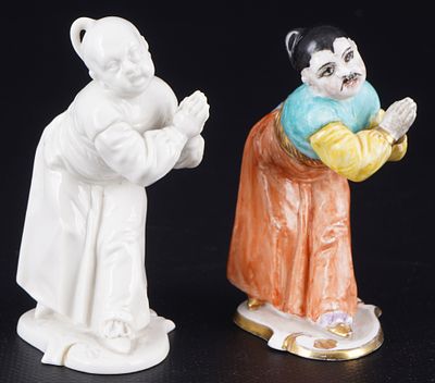 Nymphenburg Pair of Chinese Figures - Franz Anton BUSTELLI, porcelain, shield press mark 