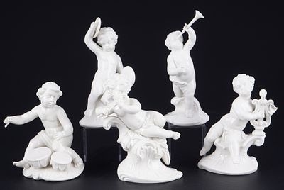 Nymphenburg 5 musical putti after Franz Anton BUSTELLI - Frankenthaler re-edition, porcelain 