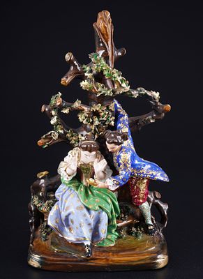 Romantic Figural Group as the Crown of a Mantel Clock. Romantic figural group as the crown of a 