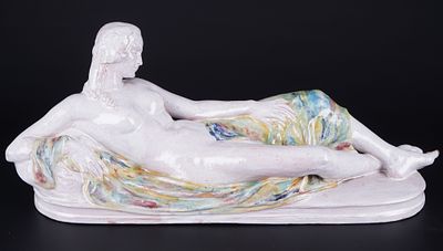 Georg KEMPER (1880-1948) large female nude - Reclining, 58.5 cm ceramic, signed G. Kemper on 