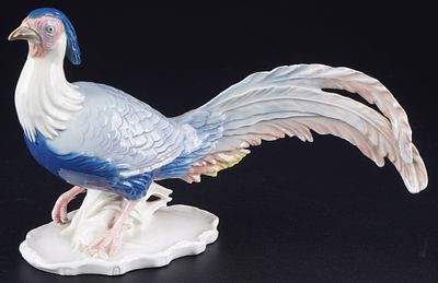 Karl Ens Pheasant Rooster,. porcelain, green mill mark, H 17.5 cm x W 27 cm x D 9.5 cm, small 