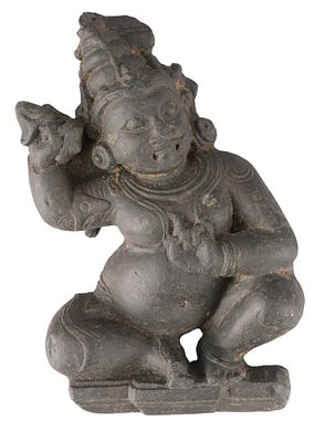 Stone ritual figure Vajravarahi, Southeast Asia,. Stone, Southeast Asia, a compact, seated 