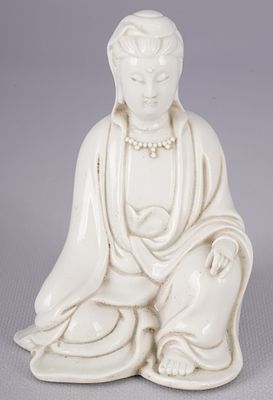 White Dehua porcelain figurine Guanyin, China Qing Dynasty,. Porcelain, China Qing Dynasty 