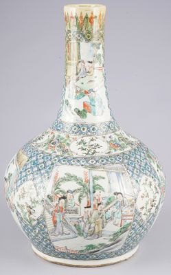 Famille Rose vase with figural scenes, China Qing Dynasty,. Porcelain, China Qing Dynasty 