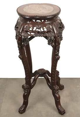 Tall side table (Huaji) with marble top, China Qing Dynasty. Wood, China Qing Dynasty 