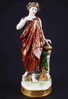 Oldest Volkstedt goddess Vesta - allegorical figure,. porcelain, blue company mark c. 1900 