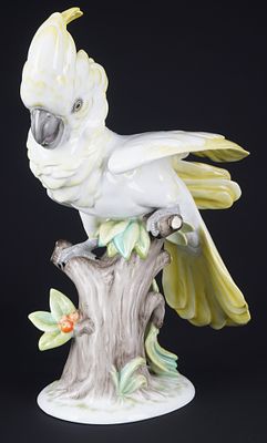 Rosenthal Art Deco large cockatoo - Hugo MEISEL,. porcelain, green company mark from 1935 