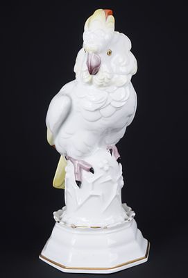 Rosenthal Art Deco cockatoo - Ottmar OBERMAIER,. porcelain, green company brand D.R.P. 